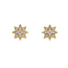 Starburst Diamond Earrings  Conflict free natural by AnuevaJewelry Star Face, Classic Jewelry Pieces, Star Earring, Vintage Star, Diamonds And Gold