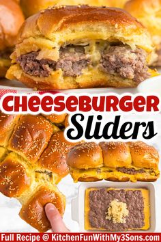 the cheeseburger sliders are ready to be eaten