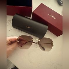 C De Cartier Sunglasses Brand New With Box Serial Number And Receipt. Make Me An Offer! Unisex Elegant Sunglasses As Gift, Modern Cartier Sunglasses For Formal Occasions, Luxury Cartier Polarized Sunglasses, Vintage Cartier Sunglasses, Cartier Gold Tinted Sunglasses, Cartier Sunglasses, Sunglasses Branding, Fashion Stylist, Brown Gold