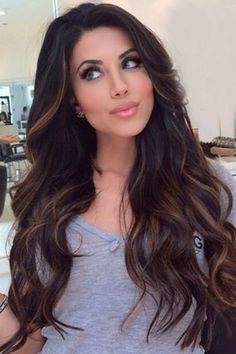 Sexy Body Wave 7 pcs Clip In 100% Human Hair Extenstion Trendy We Fryzurach, Hair Trends 2015, Peekaboo Highlights, Colored Hair Tips, Hot Hair Colors, Caramel Highlights, 2015 Hairstyles, Long Brown Hair