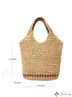 BirdinBag - Chic Straw Bag with Double Handles - Ideal for Stylish Vacations Casual Vacation Bucket Bag With Single Handle, Casual Hobo Tote Bag With Adjustable Handle, Summer Beach Satchel With Single Handle, Casual Straw Tote Bag With Adjustable Handle, Summer Travel Bag With Single Handle, Casual Tote Bag With Single Handle, Brown Single Handle Beach Bag, Large Capacity Summer Bucket Bag, Summer Hobo Shoulder Bag With Handles