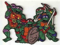 teenage mutant ninja turtles playing drums embroidered patch