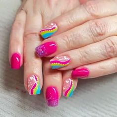 45 Sizzling Hot Pink Nails That Are Straight-Up Fire! - The Catalog Barbie Nails, April Nails, Hot Pink Nails, Pink Nail Art, Party Nails, Rainbow Nails, Pink Nail, Butterfly Nail, Gel Nail Designs