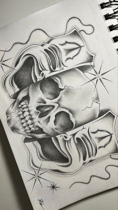 Cool Tattoo Drawings, Skull Art Drawing, Meaningful Drawings, Tattoo Design Book