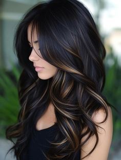 Black And Brown Hair, Brown And Black Hair, Fall Highlights, Long Hair Highlights, Brunette Hair With Highlights, Black Bob, Popular Hair, Dark Hair With Highlights, Winter Hair Color