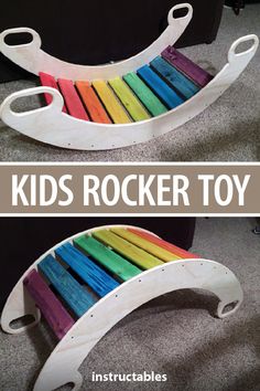 Diy Wood Toys For Kids, Diy Wooden Toys, Kids Rocker, Diy Kids Furniture, Toy Wood, Wood Projects For Kids, Kids Rainbow, Woodworking For Kids, Diy Kids Toys