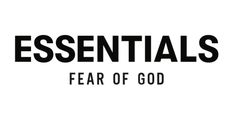 the words, essentials fear of god are shown in black and white on a white background