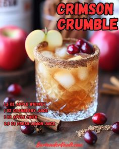 an apple cider cocktail with cinnamon crumble