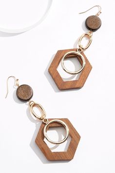 French wire35 in design dropNickel freeImported Diy Soda, Wood Hexagon, Hexagon Earrings, Wood Earrings, In Design, Jewelry Earrings, Drop Earrings, Wood, Gifts