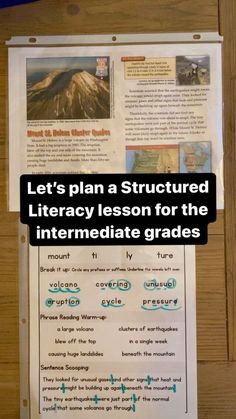 a piece of paper that has information about literature on it with the words, let's plan a structured lesson for the intermediaate