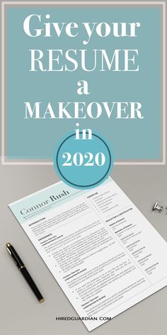 a blue and white resume with the words give your resume & makeover in 2020