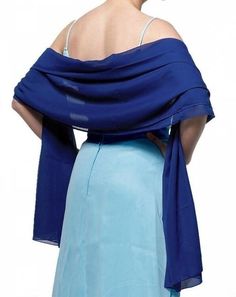 Homecoming Dress Long, Event Attire, Royal Blue Evening Dress, Robes D'occasion, Blue Shawl, Chiffon Shawl, Bridal Shawl, Wedding Jacket, Chiffon Wrap