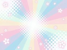 an abstract rainbow colored background with white flowers and dots in the center, as if it were made out of paper