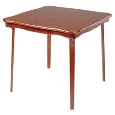 a small wooden table with two legs and a square shaped top on an isolated white background