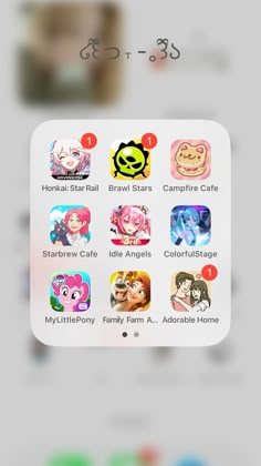 an iphone screen with different avatars and icons on the bottom right hand corner,