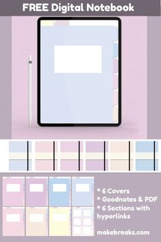 Pastel Colors Free Digital Notebook for Goodn Free Digital Notebook, Ipad Essentials, Free Notebook, Notebook Templates, Planner Setup, Ipad Tutorials, Notes Planner, Digital Notebook, Planner Pdf