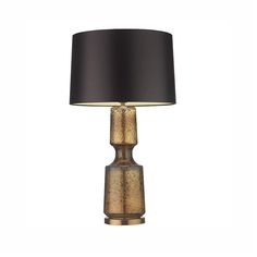 a table lamp with a black shade on it