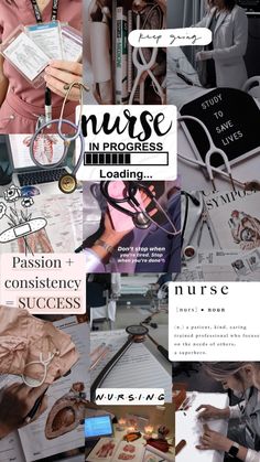 a collage of photos with the words nurse in progress