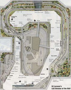 an overhead view of a train track and its surrounding area, with instructions on how to use it