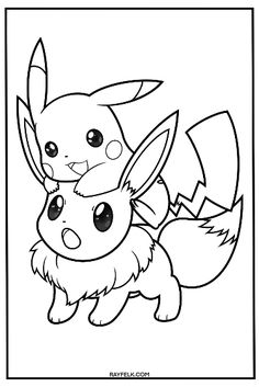 the pokemon pikachu and eery coloring page is shown in black and white