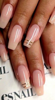 Nude.. Gold Striped Nail Art ❤ 16 Nails, Nails Polish, Hot Nails, Fancy Nails, Gold Nails, Love Nails