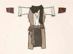 a drawing of a woman's shirt and skirt, with two pieces of clothing hanging on the clothesline