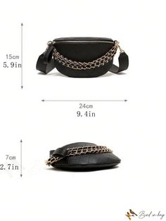 BirdinBag - Black Quilted Waist Bag with Sophisticated Chain Decoration Elegant Large Capacity Belt Bag For Daily Use, Chic Rectangular Belt Bag With Chain Strap, Elegant Large Capacity Shoulder Belt Bag, Black Office Bags With Chain Detail, Elegant Bag With Detachable Strap And Chain Link Shape, Chic Chain Link Bag For Daily Use, Elegant Bags With Gold Chain As Fashion Accessory, Elegant Bags With Gold Chain, Elegant Bags With Gold Chain For Fashion