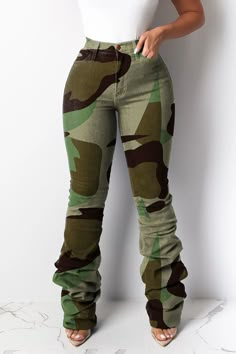 Printed Denim Pants, Camouflage Fashion, Bell Bottom Pants, Wholesale Shoes, Cheap Shoes, Printed Denim, Pants Length, Cheap Clothes