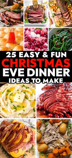 These are the best Christmas Eve dinner recipes everyone loves! Best christmas eve dinner ideas for a crowd, meats for christmas dinner, holiday main courses, Christmas eve menu, Christmas ham, Christmas side dishes, Christmas salad, Christmas eve food. Traditional Christmas Recipes Dinner, Christmas Foods For Dinner, Easy Christmas Meal Ideas, Christmas Meals Ideas, Dinner Ideas For A Crowd, Christmas Eve Dinners, Christmas Eve Food, Side Dishes Christmas, Easy Christmas Dinner Ideas