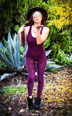 The Panther Onesie Design Features: Bra top liner supports you up and down, side to side Great base layer outfit Tight pant leg hits at ankle Seamless front Racer back Dress Up as sexy bodysuit perfect with your favorite boots or heels Dress Down for exercise or travel Fantastic garment for yoga, dance and movement Made in San Francisco, CA, USA Fabric Features: Super soft velvet fabric. Slightly Sheer. 90% Poly, 10% Spandex. Fit: True to size. Base Layer Outfit, Racer Back Dress, Womens Onesie, Yoga Jumpsuit, Bell Pants, Velvet Hoodie, Heels Dress, Burnout Velvet, Full Body Suit