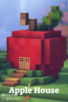 A cute and simple apple house for minecraft survival. Simple Minecraft Builds, Minecraft Small House, Cute Minecraft, Minecraft Shops, Minecraft Printables, Bangunan Minecraft, Minecraft House Plans, Minecraft Farm, Minecraft Cottage