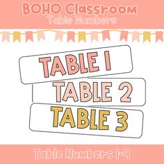 the table numbers are displayed for each child to learn how to use them in their classroom