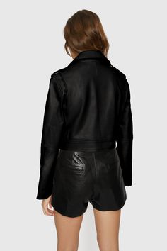 Our best-selling Jett Moto jacket arrives complete with all the biker-inspired finishes, including notch lapels, metal hardware and a cool belt buckle detail. This luxe layer is crafted from buttery-soft lambskin leather. Style #: S2212390 100% Lambskin Leather Cropped Fit Imported Cool Belt Buckles, Cool Belt, Statement Coat, Aviator Jackets, Plaid Coat, Leather Style, Leather Moto, Leather Moto Jacket, Jacket Design