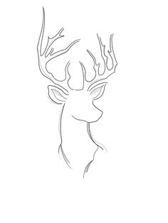 Simple Stag Tattoo, Deer Line Tattoo, Drawing A Deer, Drawing Of Deer, Deer Drawing Easy, Deer Outline, Tattoo Deer, Deer Head Tattoo, Draw Outline