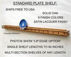 a wooden shelf with instructions on how to use it for wall hangings and other decorative items