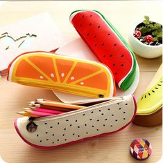 Style:Watermelon/+orange Escuela Diy, Pencil Cases For Girls, Diy Pencil Case, School Pencil Case, Cute Pencil Case, Diy Pencil, Leather Pencil Case, Korean Stationery, School Pencils