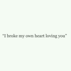 the words i broke my own heart loving you