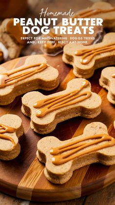 homemade peanut butter dog treats on a cutting board