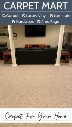 carpet that is clean and ready to be used as a living room or office area