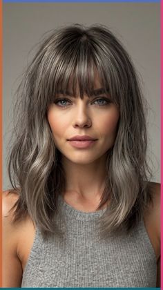 💇 Looking for a low-maintenance style? Achieve a salon-worthy look at home with this Haircut For Plus Size Women Round Faces medium length gray hairstyles with bangs. Master quick and easy styling methods. Easy to maintain and style at home. Click for a step-by-step guide! #HairGoals #BeautyTrends #FreshLook #HaircutForPlusSizeWomenRoundFacesmediumlengthgrayhairstyleswithbangs Haircut For Plus Size, Haircut For Plus Size Women, Gray Hairstyles With Bangs, Trim Your Own Hair, Medium Length Hairdos, Grey Hair With Bangs, Long Hair Highlights, Gray Hairstyles, Medium Blonde Hair