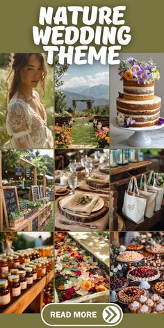 a collage of photos with the words nature wedding theme