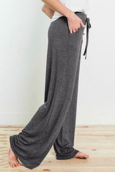 Soft stretch gray knit lounge pants. Very stretchy and loose fitting. Runs bigger and are super long! Comfy Lounge Pants, Silver Platters, Wide Leg Lounge Pants, Functional Fashion, Matching Top, Drawstring Pants, Pair Of Pants, Waist Pants, Lounge Pants