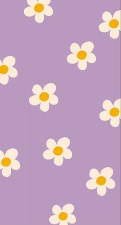 a purple background with white and yellow flowers