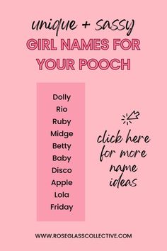 dog name ideas Sassy Girl Names, Puppy Names, Girl Dog