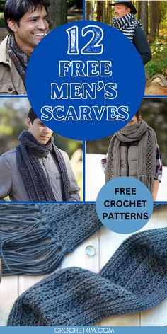 the 12 free men's scarves pattern is shown