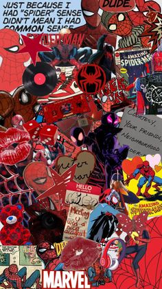 a collage of spider - man stickers