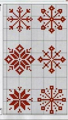 a cross stitch pattern with snowflakes on it