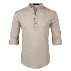 Gender: Men Item Type: Shirts Closure Type: Single Breasted Sleeve Style: REGULAR Shirts Type: Casual Shirts Material: Linen Material: Polyester Material: COTTON Fabric Type: Broadcloth Model Number: dfs Sleeve Length(cm): Full Collar: Mandarin Collar Pattern Type: Solid Style: Casual Beige Casual Slim Fit Top, Beige Slim Fit Casual Top, Beige Fitted Shirt With Casual Collar, Polo Shirt Style, Cotton Shirts For Men, Henley Shirt, Long Sleeves Coats, Long Sleeve Polo Shirt, Spring Shirts