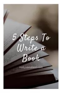 an open book with the title 5 steps to write a book