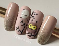 Woodland Animal Nail Art, Owl Nail Designs Fall, Fall Animal Nails, Owl Nail Art, Business Competition, Dot Nail Art Designs, Owl Nails, Booming Business, Thanksgiving Nail Art